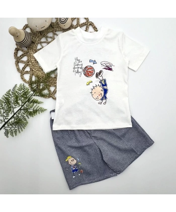 1-2-3 Yaş Topçu Erkek Çocuk Baskılı Şortlu Kısa Kollu Tişört 2li Erkek Bebek Takımı Lacivert