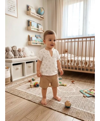 1/4 Yaş Müslin Kumaş Bebek Takımı