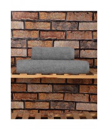 2 Parça %100 Pamuklu Soft Lüx Banyo Havlu Seti Gri