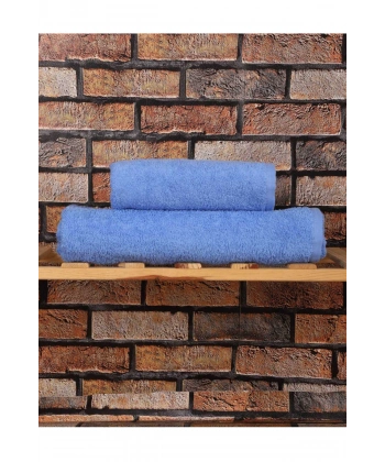 2 Parça %100 Pamuklu Soft Lüx Banyo Havlu Seti Mavi