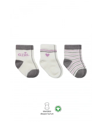 3lü Penye Boy And Girl Soket Çorap Bs10114 Gri