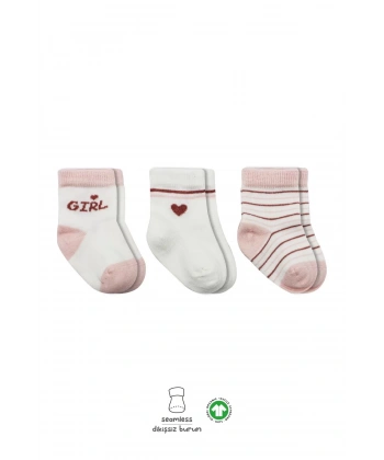 3lü Penye Boy And Girl Soket Çorap Bs10114 Pembe