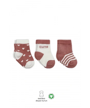 3lü Penye Cute Stars Soket Çorap Bs10115 Pudra