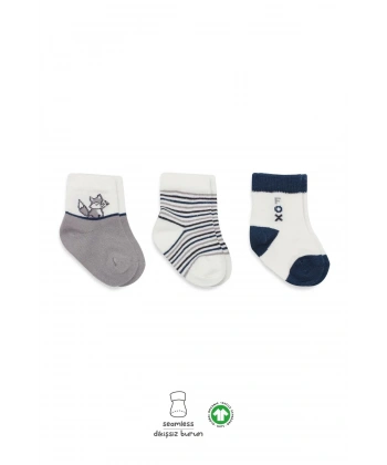 3lü Penye Soket Çorap Bs10109 Gri