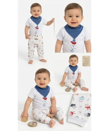 6/18 Ay Fularlı Çıtçıtlı Bady Bebek Takımı
