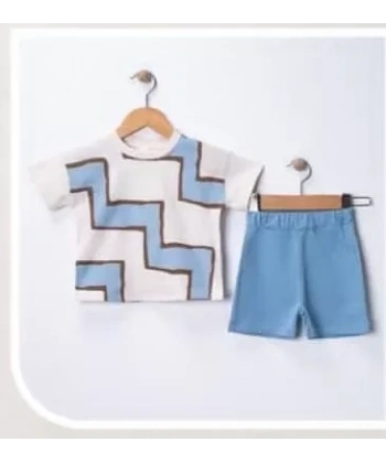 6/18 Ay Geometrik Baskılı Oversize Bebek Takımı