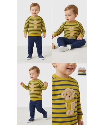 6/24 Ay Ayıcık Nakışlı Bebek Takımı