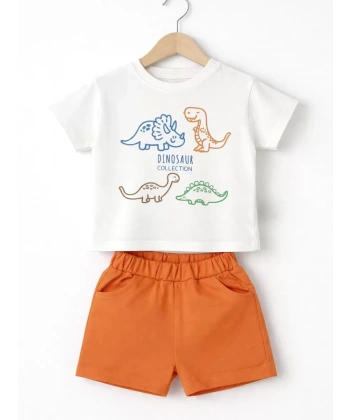6/24 Ay Dino Baskılı Basic Bebek Takımı