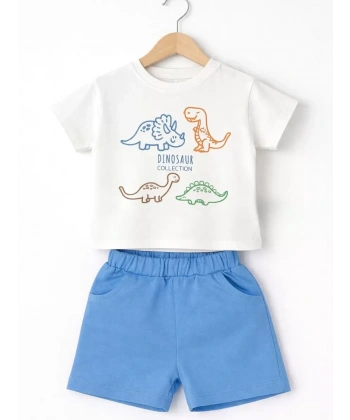 6/24 Ay Dino Baskılı Basic Bebek Takımı
