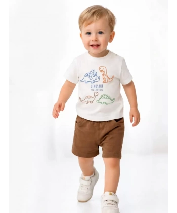 6/24 Ay Dino Baskılı Basic Bebek Takımı