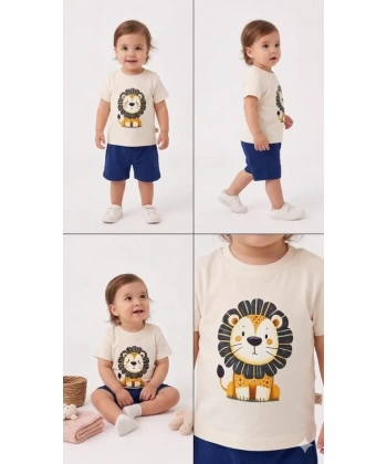 6/24 Ay Keten Şortlu Basic Bebek Takımı