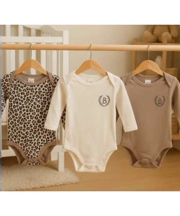 3lü Naturel Bebek Badi Zıbın -%100 Pamuk