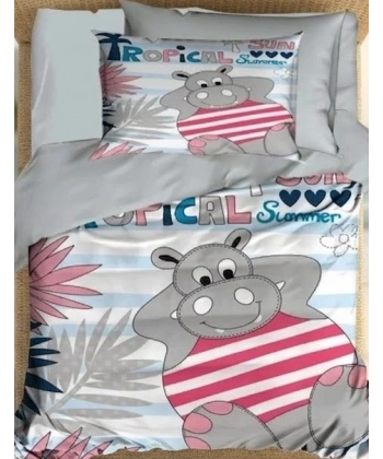 Terleme Karşıtı %100 Pamuklu Tropical Summer Yenidoğan Erkek Bebek Nevresim Takımı