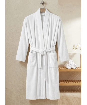 Saf Pamuk Konforu: Kimono Yaka Unisex Termal Kurulama Bornozu