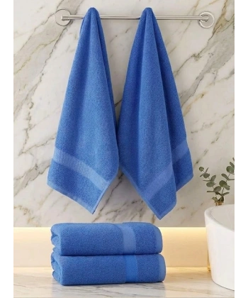 Bicomi QuickDry: Ultra Emici %100 Pamuklu 4’lü Aile Havlu Seti (Mavi)