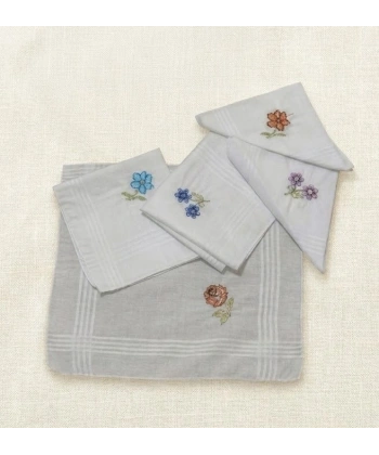 Bicomi 12li Paket: Cilt Dostu %100 Saf Pamuk, Vintage Nakışlı Ekolojik Kadın Mendil Seti