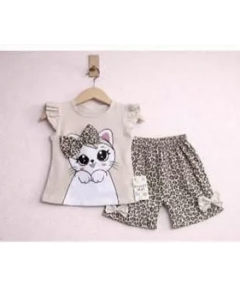 9/24 Ay Leopar Kedi Baskılı Bebek Takımı