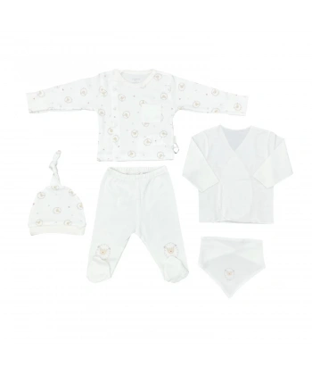 Andywawa Ac25560 Newborn Set Tinny Ships 5li Hastane Çıkışı Ekru