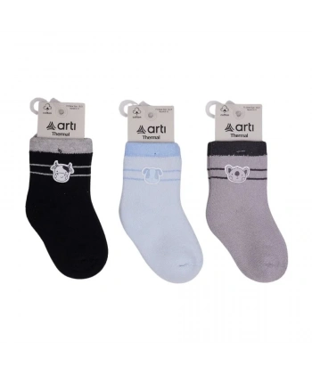 Artı Rudar Aksesuarlı Erkek Bebek Havlu Soket Çorap K45917 Asorti