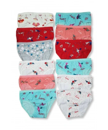 biçomi 12 Adet Kız Çocuk Desenli Slip Külot