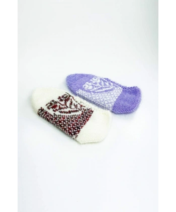 biçomi 2 Çift El Örgüsü Kışlık Şık Kadın Yün Patik Set 1