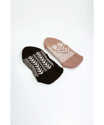 biçomi 2 Çift El Örgüsü Kışlık Şık Kadın Yün Patik Set 10