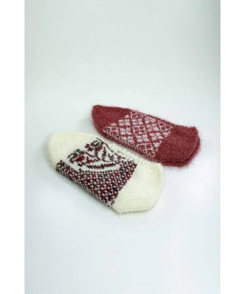 biçomi 2 Çift El Örgüsü Kışlık Şık Kadın Yün Patik Set 2