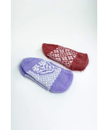 biçomi 2 Çift El Örgüsü Kışlık Şık Kadın Yün Patik Set 3