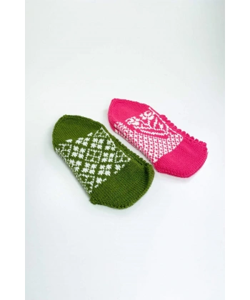 biçomi 2 Çift El Örgüsü Kışlık Şık Kadın Yün Patik Set 8