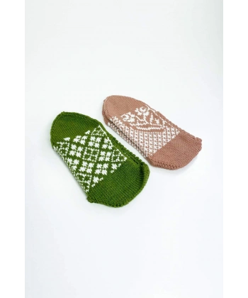 biçomi 2 Çift El Örgüsü Kışlık Şık Kadın Yün Patik Set 9