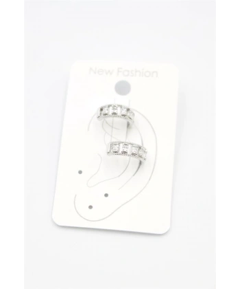 biçomi 2li Taşlı Kıkırdak Küpe - Gümüş