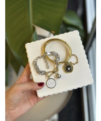 biçomi 2li Zincirli Saat Bileklik - ÇOK RENKLİ