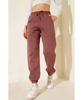 BİÇOMİ 3 iplik şardonlu paça lastikli eşofman tarçın is001