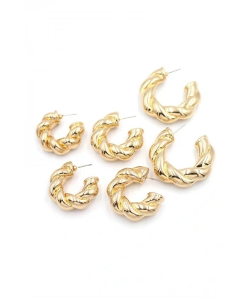 biçomi 3lü Halka Küpe - Altın