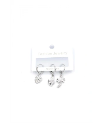 biçomi 3lü Kaktüs Küpe - Gümüş