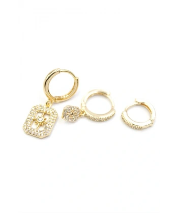 biçomi 3lü Kutup Yıldızı Küpe - Altın