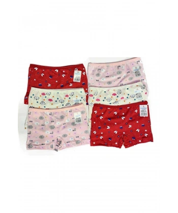 biçomi 6 Adet Kız Çocuk Desenli Penye Boxer 403