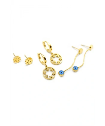 biçomi 6lı Yonca Küpe - Altın