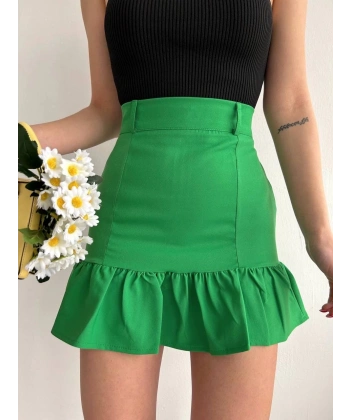 BİÇOMİ Altı fırfırlı etek yeşil s24817