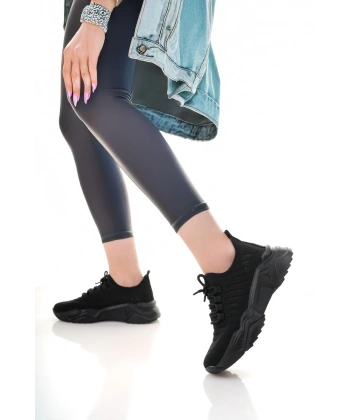 BİÇOMİ Ante Siyah Triko Bağcıklı Spor Ayakkabı