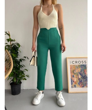 BİÇOMİ Atlas fletolu pantolon petrol yeşili