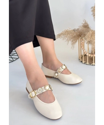 BİÇOMİ Atnis Bej Cilt Babet Ayakkabı