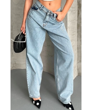 BİÇOMİ Baggy kar yıkama buz mavi jeans pantolon d2007