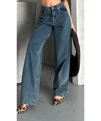 BİÇOMİ Baggy kar yıkama yeşil tint jeans pantolon d2007