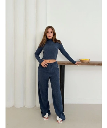 BİÇOMİ Balıkçı yaka örme takım lacivert st265865