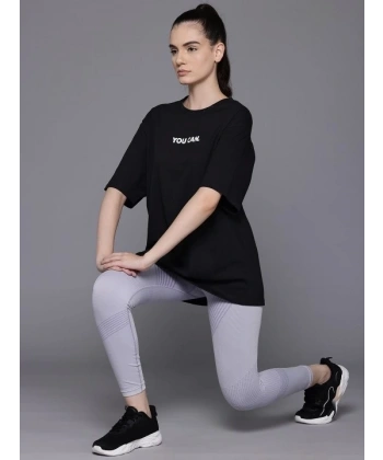 Biçomi Baskılı Oversize T-shirt - Siyah
