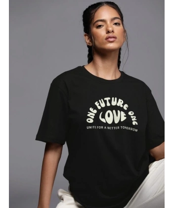 Biçomi Baskılı Oversize T-shirt - Siyah