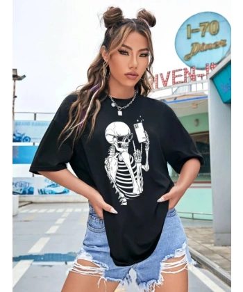 Biçomi Baskılı T-shirt - Siyah