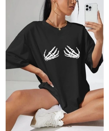 Biçomi Baskılı T-shirt - Siyah