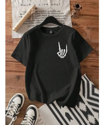 Biçomi Baskılı T-shirt - Siyah